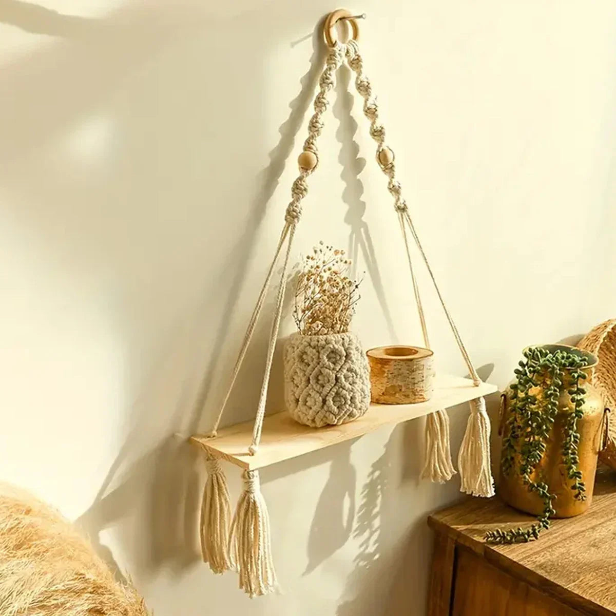 Boho Rope Wall Shelf
