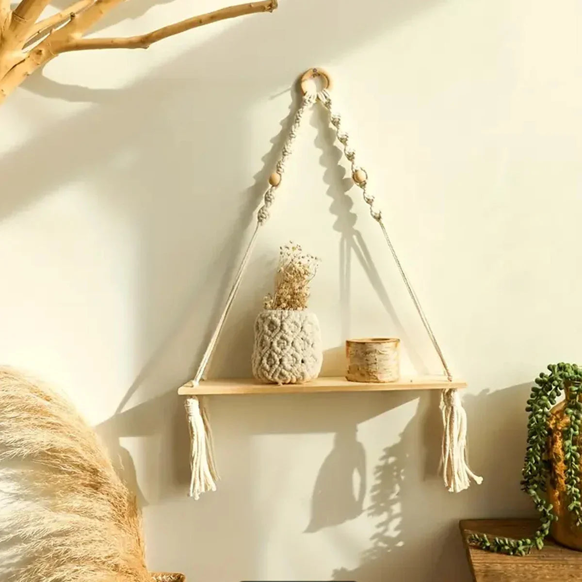 Boho Rope Wall Shelf
