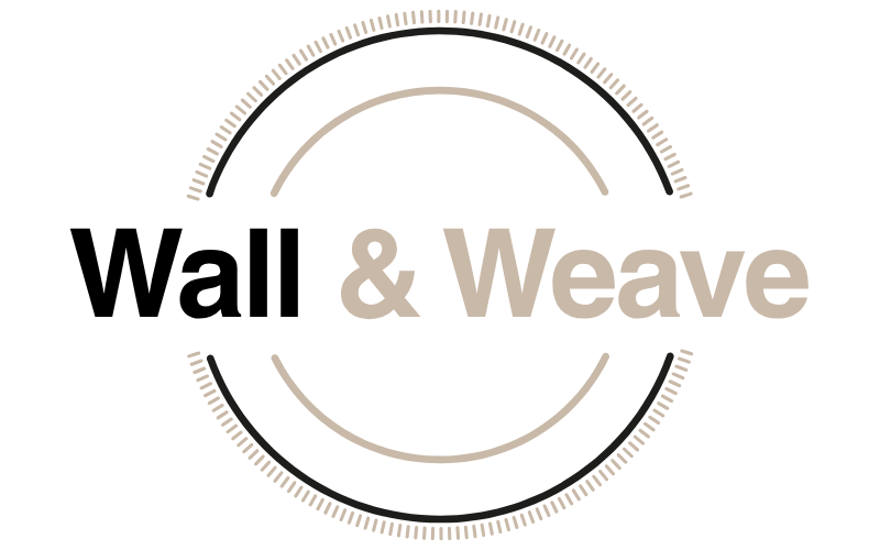 Logo of 'Wall & Weave' with circular design elements on a white background